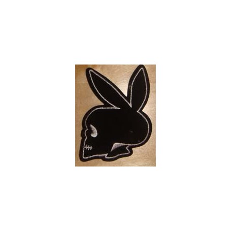 calavera playboy negro parche bordado