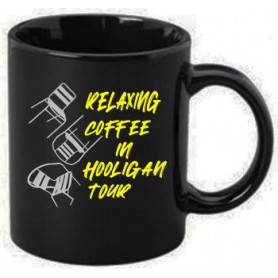 relaxing coffee in hooligan tour taza