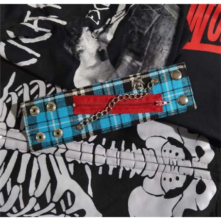 muñequera punk tartan azul