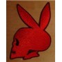 calavera playboy rojo parche bordado