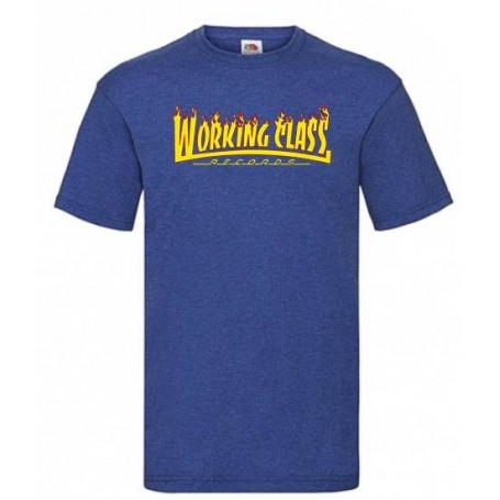 Working Class Records llamas camiseta azul retro