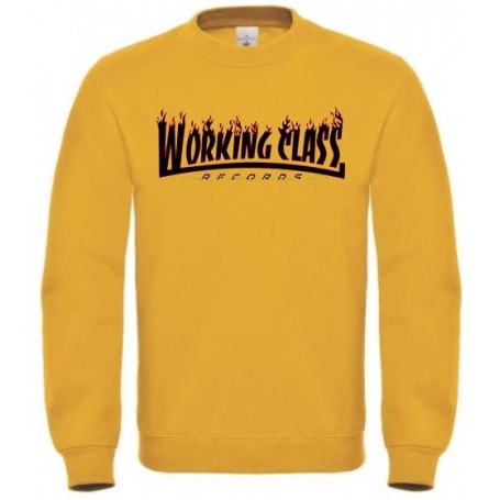Working Class Records llamas sudadera amarillo sin capucha