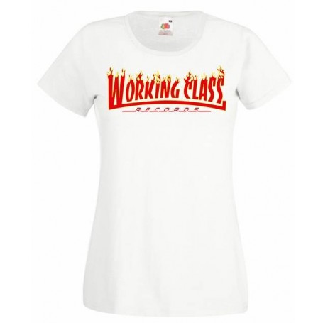 Working Class Records llamas camiseta blanca chica