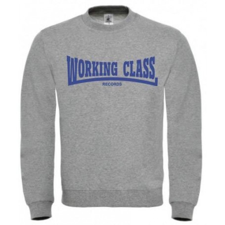 Working Class Records sudadera sin capucha gris jaspeado azul