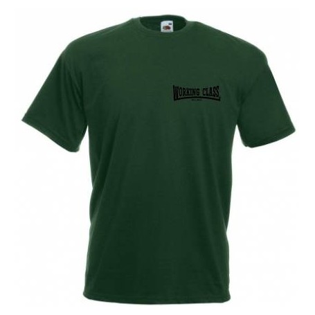 Working Class Records camiseta verde botella bordado negro