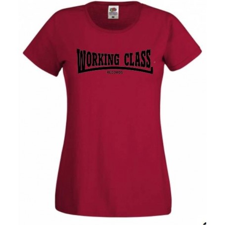 Working Class Records camiseta rojo teja negro chica