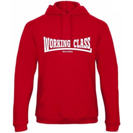 Working Class Records sudadera con capucha rojo blanco