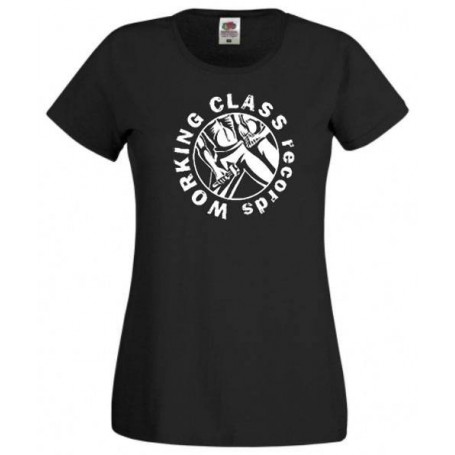 Working Class recors logo redondo camiseta chica negra