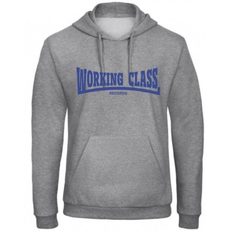 Working Class Records sudadera con capucha gris jaspeado azul