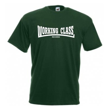 Working Class Records camiseta verde botella blanco