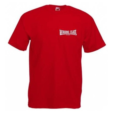 Working Class Records camiseta rojo bordado blanco