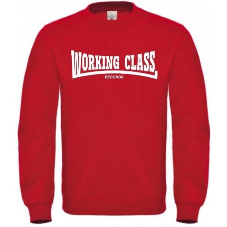Working Class Records sudadera sin capucha rojo blanco