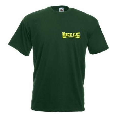 Working Class Records camiseta verde botella bordado amarillo