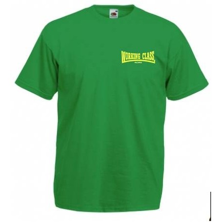 Working Class Records camiseta verde kelly bordado amarillo