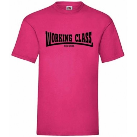 Working Class records camiseta rosa fucsia negro