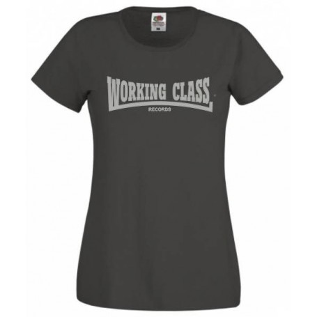 Working Class Records camiseta gris grafito chica