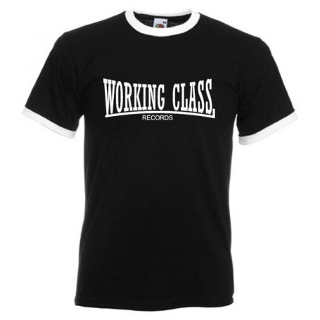 working class records 2 colores negro cuello blanco camiseta