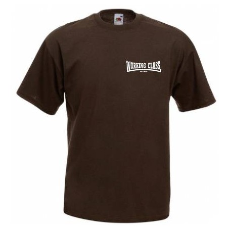 Working Class Records camiseta marrón bordado blanco