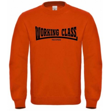 Working Class Records sudadera sin capucha naranja negro
