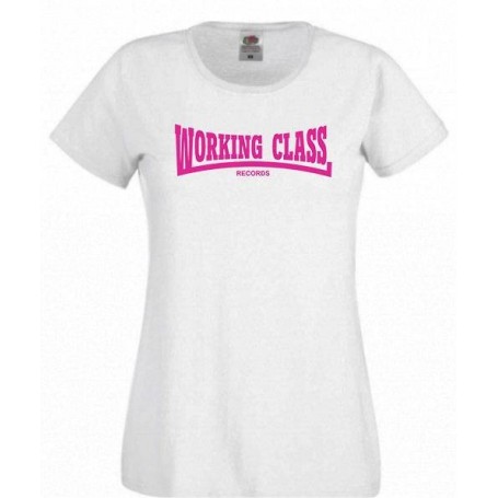 working class records camiseta blanca rosa chica