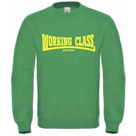 Working Class Records sudadera sin capucha verde kelly amarillo