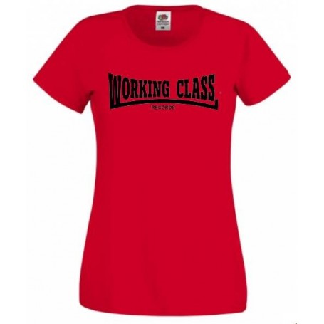 Working Class Records camiseta rojo negro chica