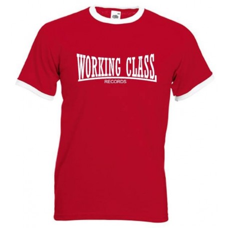 working class records 2 colores roja cuello blanco camiseta