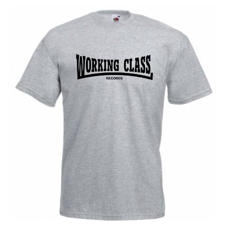 Working Class Records camiseta gris jaspeado negro
