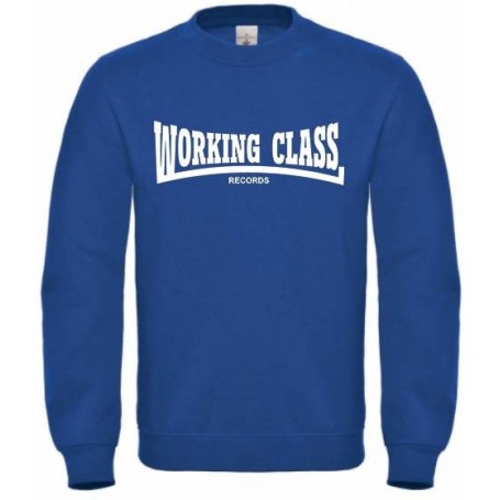Working Class Records sudadera sin capucha azul real blanco